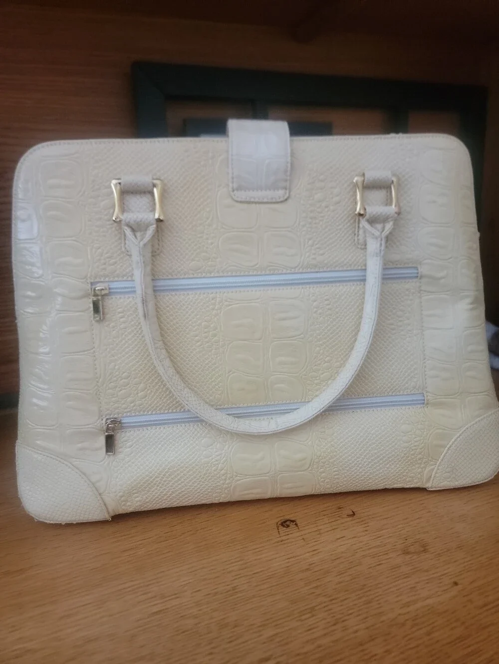 THE FIND Croc Embossed Yellow Satchel
